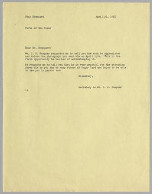 [Letter from I. H. Kempner to Stan Sheppard, April 23, 1955]