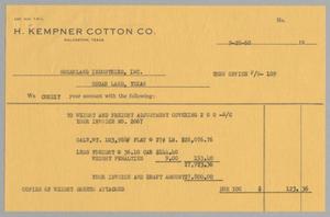 [Credit Invoice for shipping costs, September 28, 1960]
