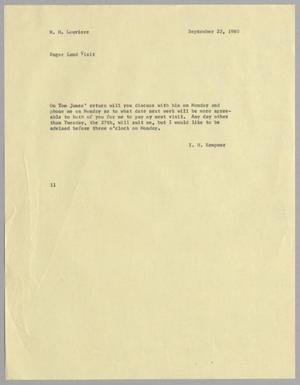 [Letter from I. H. Kempner to W. H. Louviere, September 23, 1960]