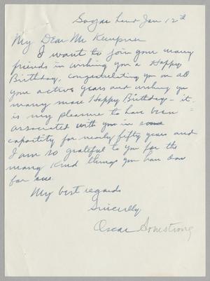 [Letter from Oscar Armstrong to I. H. Kempner, January 12th]