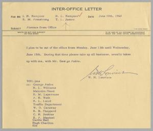 [Letter from W. H. Louviere to I. H. Kempner, June 10, 1960]