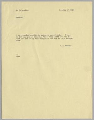 [Letter from I. H. Kempner to W. H. Louviere, November 17, 1960]