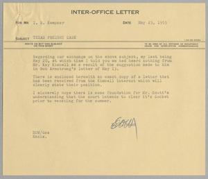 [Letter from E. O. Wood to I. H. Kempner, May 25, 1955]