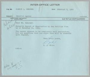[Letter from G. A. Stirl to Harris L. Kempner, February 8, 1960]