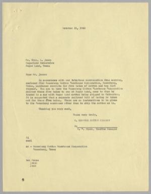 [Letter from H. Kempner Cotton Company to Thomas L. James, October 21, 1960]