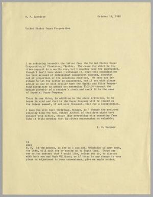 [Letter from I. H. Kempner to W. H. Louviere, October 18, 1960]