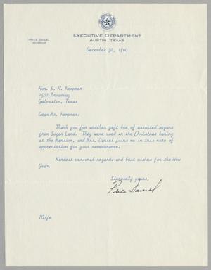 [Letter from Price Daniel to I. H. Kempner, December 30, 1960]