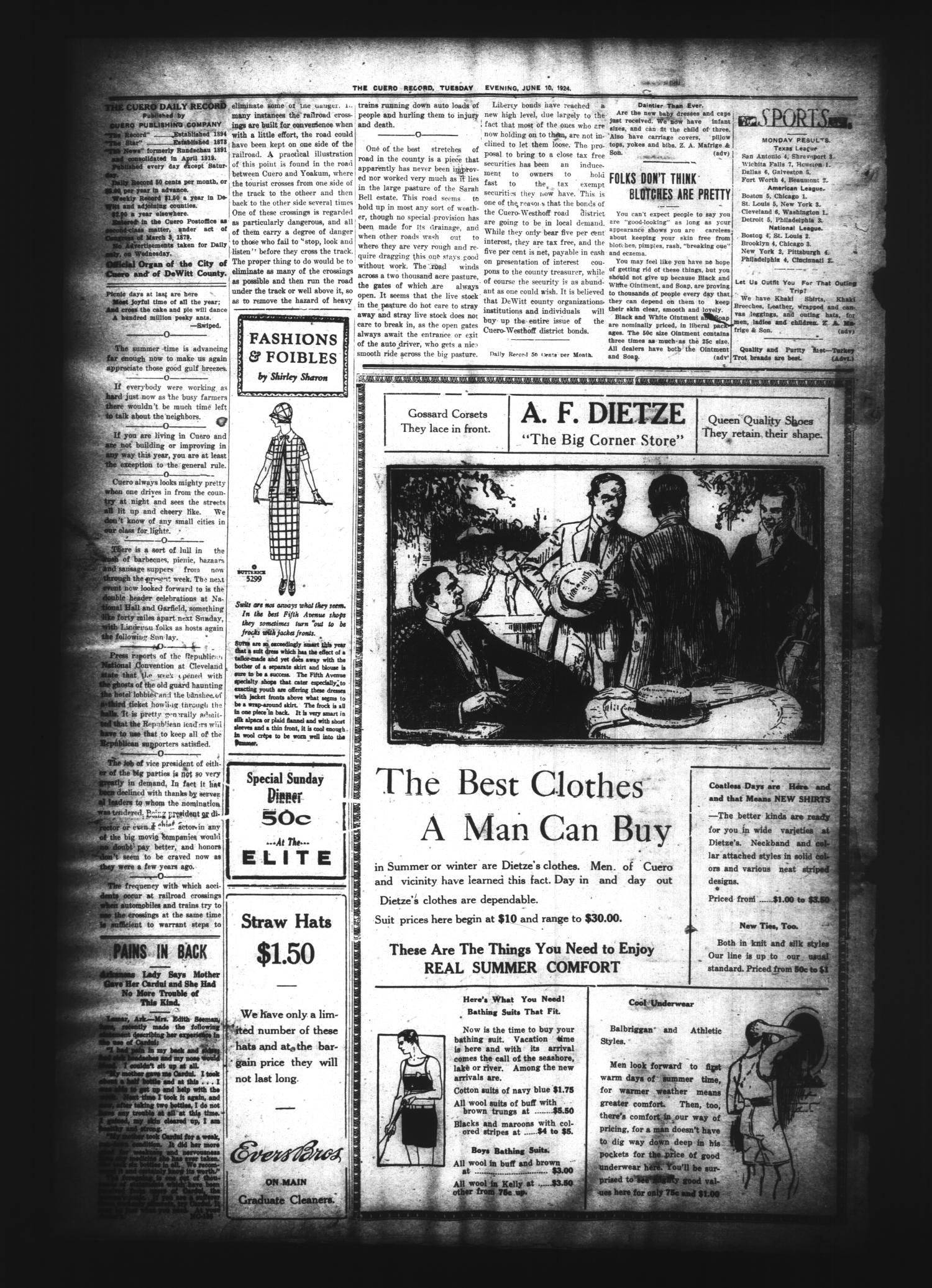 The Cuero Daily Record (Cuero, Tex.), Vol. 60, No. 137, Ed. 1 Tuesday, June 10, 1924
                                                
                                                    [Sequence #]: 2 of 6
                                                