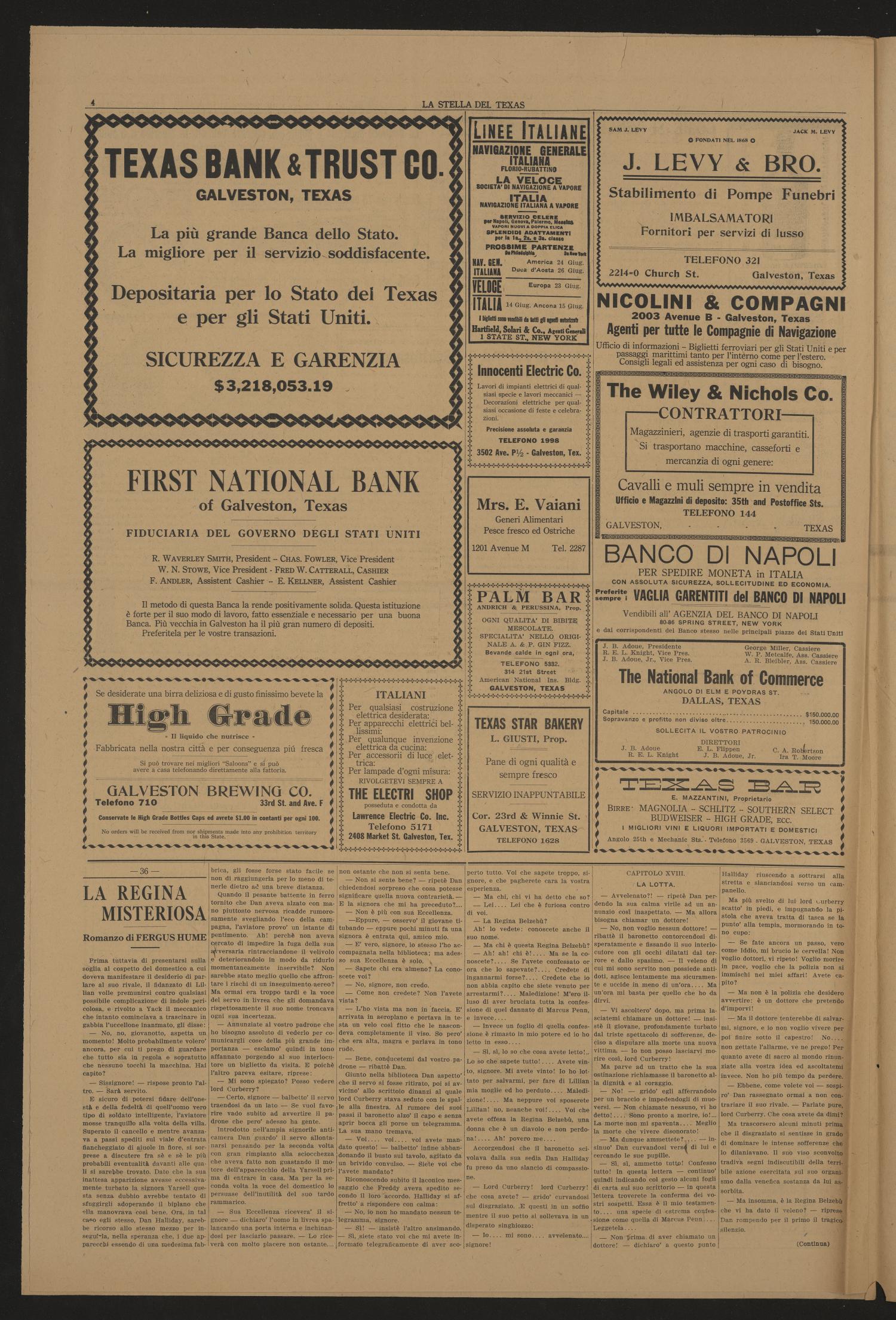 La Stella del Texas (Galveston, Tex.), Vol. 4, No. 24, Ed. 1 Saturday, June 12, 1915
                                                
                                                    [Sequence #]: 4 of 6
                                                