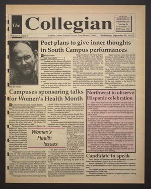 Primary view of object titled 'The Collegian (Hurst, Tex.), Vol. 5, No. 3, Ed. 1 Wednesday, September 16, 1992'.