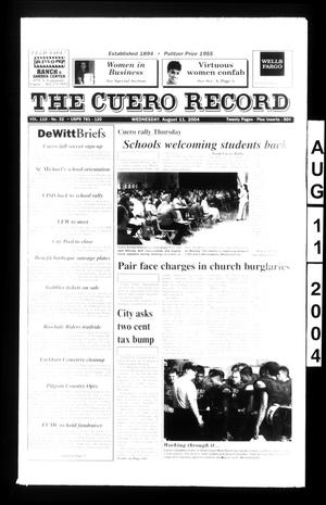 Primary view of object titled 'The Cuero Record (Cuero, Tex.), Vol. 110, No. 32, Ed. 1 Wednesday, August 11, 2004'.