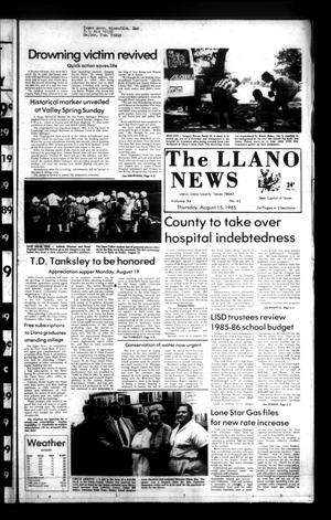 The Llano News (Llano, Tex.), Vol. 94, No. 42, Ed. 1 Thursday, August 15, 1985