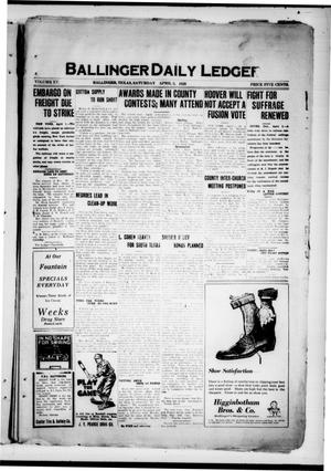 Ballinger Daily Ledger (Ballinger, Tex.), Vol. 15, Ed. 1 Saturday, April 3, 1920