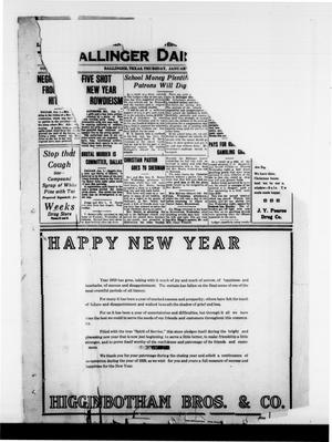 Primary view of object titled 'Ballinger Daily Ledger (Ballinger, Tex.), Vol. [14], Ed. 1 Thursday, January 1, 1920'.