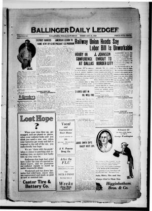 Ballinger Daily Ledger (Ballinger, Tex.), Vol. 15, Ed. 1 Saturday, February 21, 1920