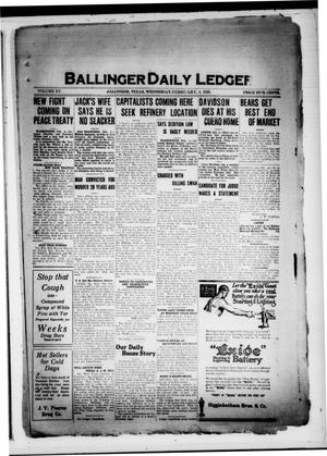 Primary view of object titled 'Ballinger Daily Ledger (Ballinger, Tex.), Vol. 15, Ed. 1 Wednesday, February 4, 1920'.