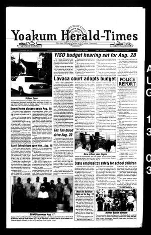 Yoakum Herald-Times (Yoakum, Tex.), Vol. 111, No. 33, Ed. 1 Wednesday, August 13, 2003