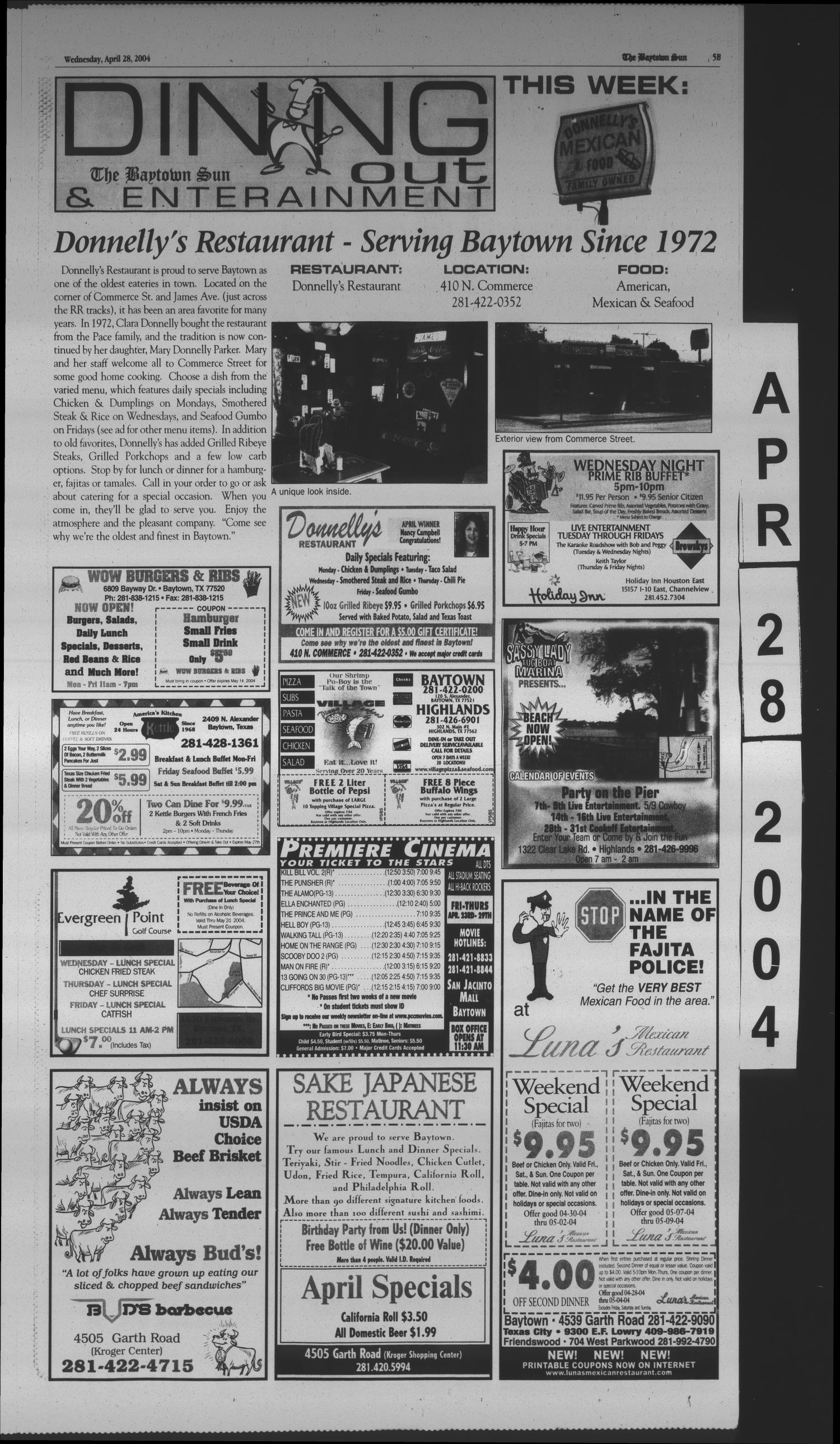 The Baytown Sun (Baytown, Tex.), Vol. 82, No. 149, Ed. 1 Wednesday, April 28, 2004
                                                
                                                    [Sequence #]: 15 of 20
                                                