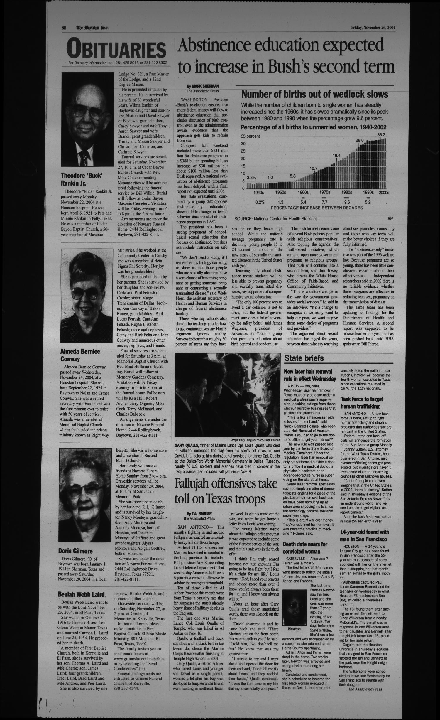 The Baytown Sun (Baytown, Tex.), Vol. 83, No. 357, Ed. 1 Friday, November 26, 2004
                                                
                                                    [Sequence #]: 16 of 16
                                                