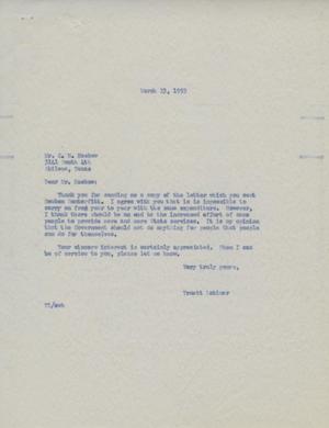 [Letter from Truett Latimer to C. N. Haskew, March 13, 1953]