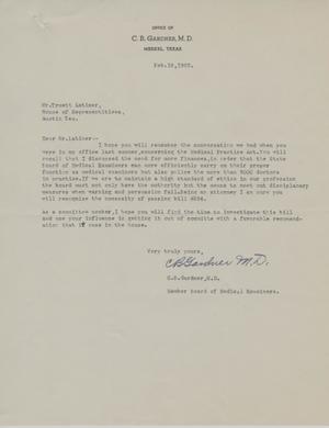 [Letter from Dr. C. B. Gardner to Truett Latimer, February 16, 1953]