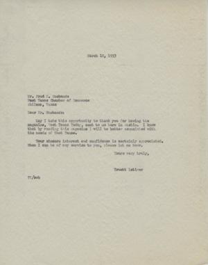 [Letter from Truett Latimer to Fred H. Husbands, March 10, 1953]