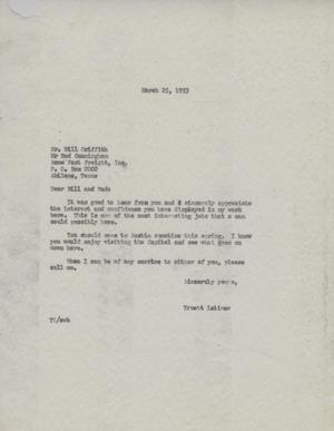 [Letter from Truett Latimer to Bill Griffith and Bud Cunningham, March 25, 1953]