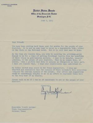 [Letter from Lyndon B. Johnson to Truett Latimer, June 2, 1953]
