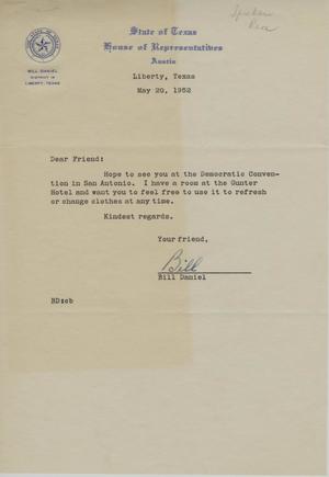 Primary view of object titled '[Letter from Bill Daniel, May 20, 1952]'.