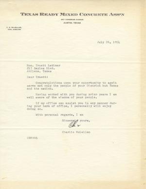[Letter from Charlie McLellan to Truett Latimer, July 26, 1954]