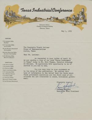 [Letter from Kennedy England to Truett Latimer, May 1, 1953]