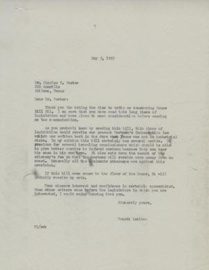 [Letter from Truett Latimer to Charles K. Foster, May 5, 1953]