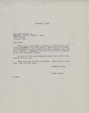 [Letter from Truett Latimer to Henry Doscher Jr., February 2, 1953]