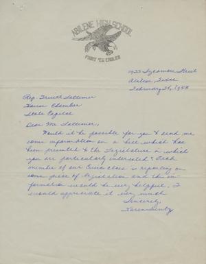 [Letter from Karen Gentry to Truett Latimer, February 24, 1953]