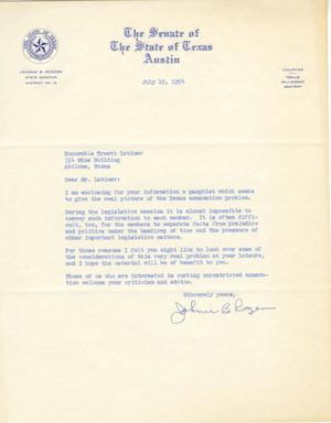 [Letter from Johnnie B. Rogers to Truett Latimer, July 19, 1954]