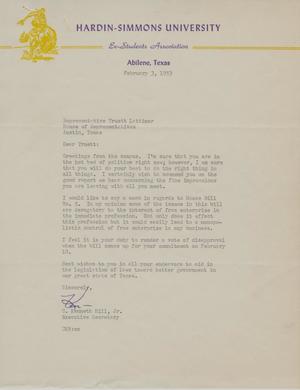 [Letter from C. Kenneth Hill, Jr. to Truett Latimer, February 3, 1953]