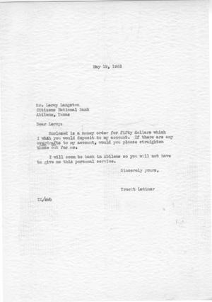 [Letter from Truett Latimer to Leroy Langston, May 19, 1953]