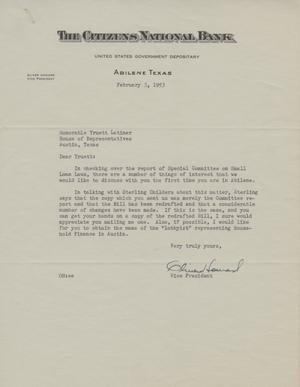[Letter from Oliver Howard to Truett Latimer, February 3, 1953]