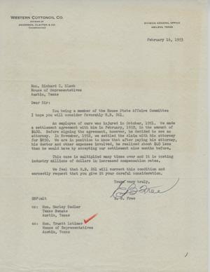 [Letter from E. B. Free to Richard C. Slack, February 16, 1953]