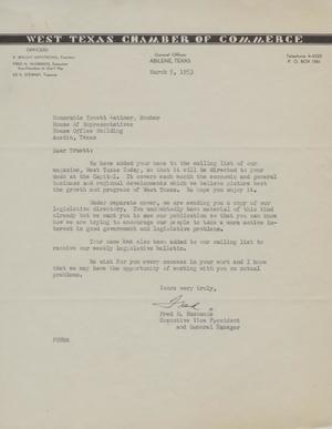 [Letter from Fred H. Husbands to Truett Latimer, March 5, 1953]