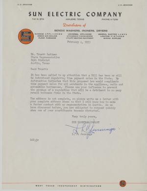 [Letter from L. C. Jennings to Truett Latimer, February 4, 1953]