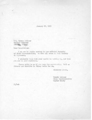 Primary view of object titled '[Letter from Truett Latimer to Mrs. George Latimer, January 17, 1953]'.