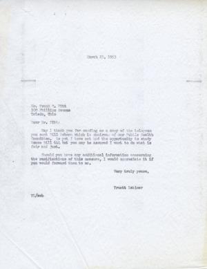 Primary view of object titled '[Letter from Truett Latimer to Frank R. Pitt, March 23, 1953]'.