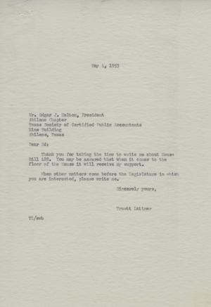 [Letter from Truett Latimer to Edgar J. Helton, May 4, 1953]