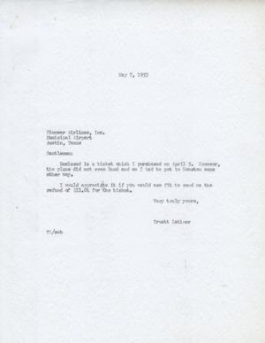 [Letter from Truett Latimer to Pioneer Airlines, Inc., May 7, 1953]