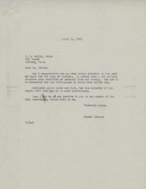 [Letter from Truett Latimer to C. E. Gatlin, April 10, 1953]