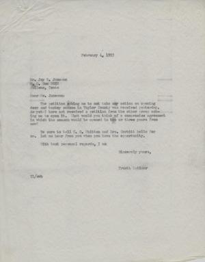 [Letter from Truett Latimer to Jay R. Jameson, February 4, 1953]