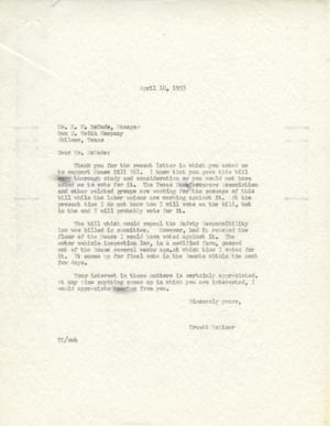 [Letter from Truett Latimer to H. W. McDade, April 10, 1953]