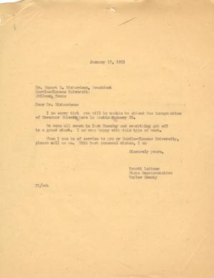 [Letter from Truett Latimer to Rupert N. Richardson, January 17, 1953]