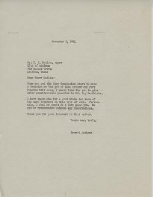 [Letter from Truett Latimer to C. E. Gatlin, November 5, 1954]